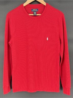 Polo Ralph Lauren Mens Long Sleeve Crew Neck Sleep Shirt M Red Thermal Sleepwear